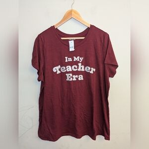 Lane Bryant Burgundy Teacher Graphic Tee Shirt Size 18/20